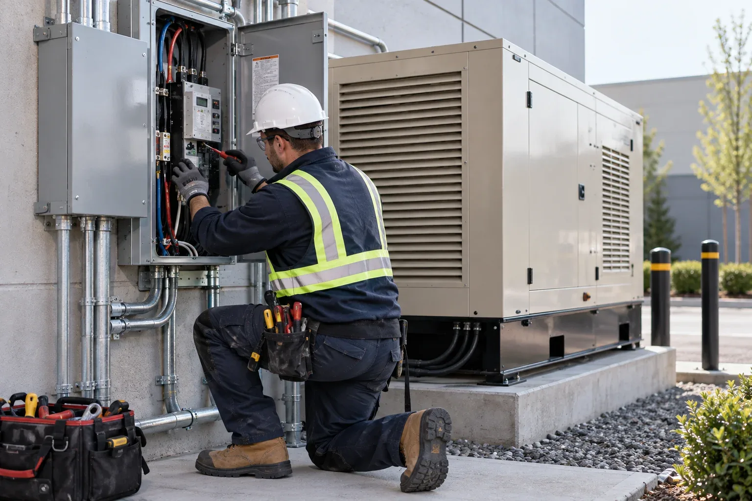 Commercial backup generator and transfer switch service in Whitby
